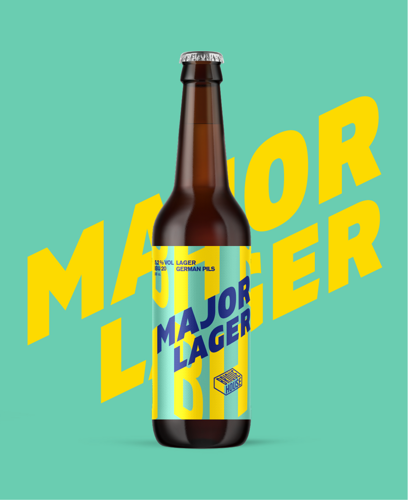 Major Lager, notre lager german pils, bière artisanale brassée à Lille facile à déguster de 5% d'alcool.